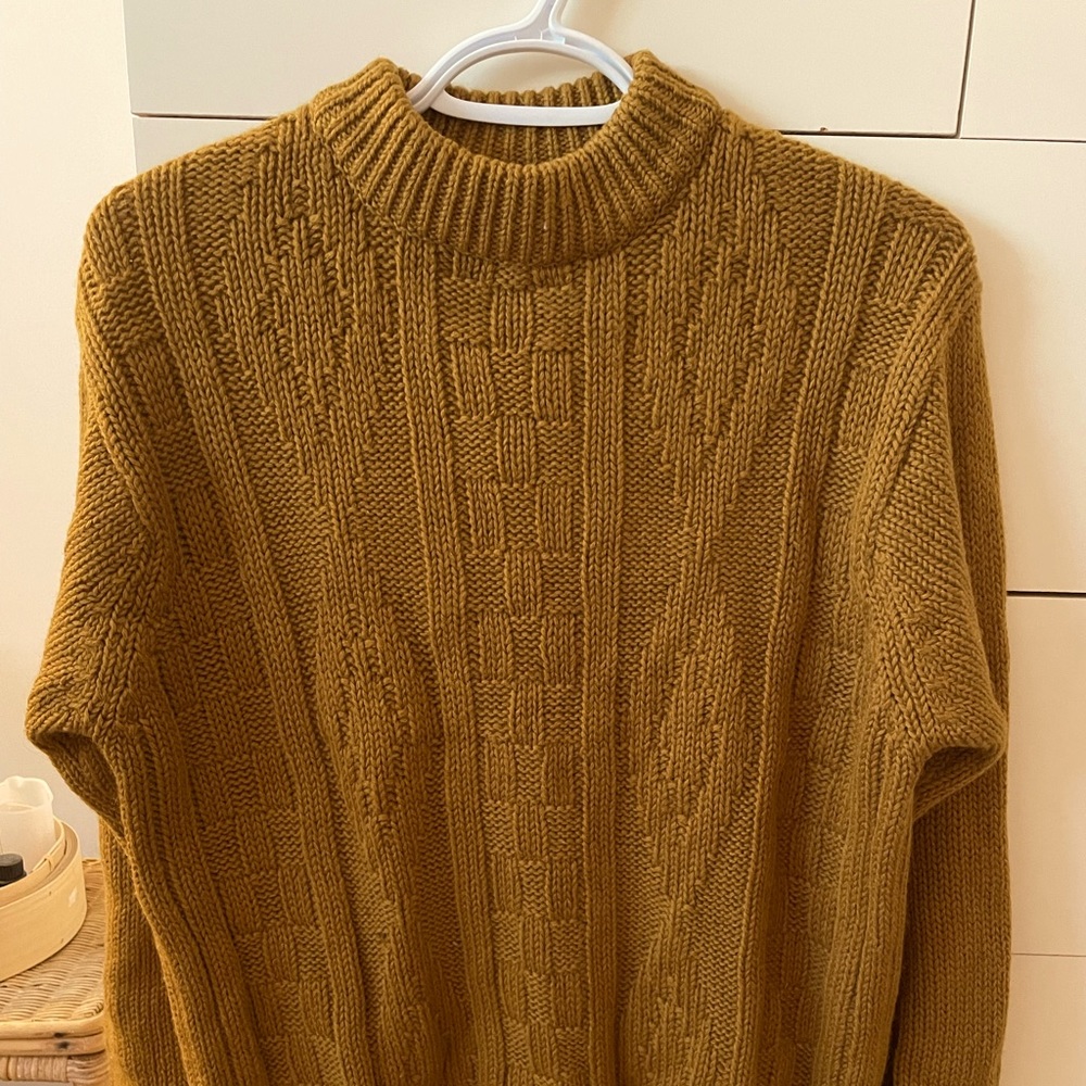 100% Wool Mustard Yellow Knit Sweater